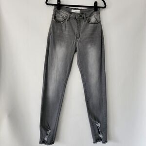 KanCan Skinny raw hem light distressed gray jeans womens size 9/28